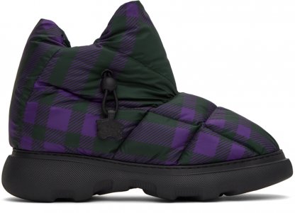 Черно-фиолетовые ботинки с подушками в клетку Burberry