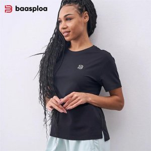 2024 Baasploa Женская летняя повседневная спортивная футболка с короткими рукавами Стильная дышащая быстросохнущая для бега на открытом воздухе