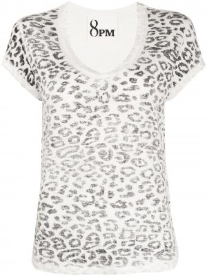Leopard-print T-shirt 8pm. Цвет: белый