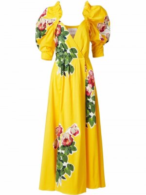 Длинное платье с цветочным принтом Carolina Herrera. Цвет: желтый