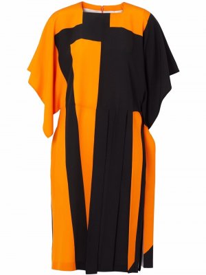 Платье с геометричным принтом и рукавами-кейп Burberry. Цвет: оранжевый