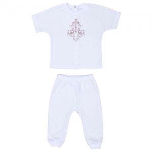 Крестильный комплект для мальчиков, брюки и рубашка, размер 80, белый puZZiki. Цвет: белый