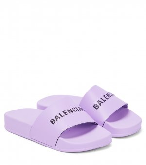 Резиновые шлепанцы с логотипом , фиолетовый Balenciaga Kids