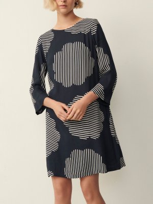 Платье-туника Rangel с абстрактным цветком , темно-синий/белый Finery