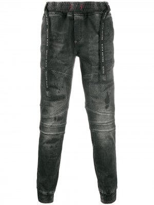 Зауженные джинсы с эффектом потертости Philipp Plein. Цвет: черный