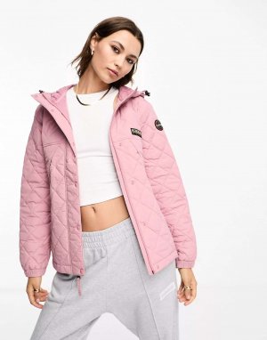 Розовая короткая стеганая куртка-пуховик napapijri Epoch. Цвет: розовый
