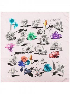 Шелковый платок pre-owned с цветочным принтом Christian Dior. Цвет: белый