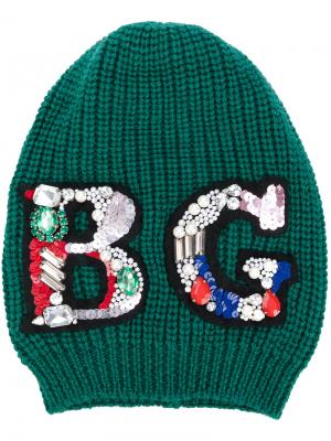 Декорированная шапка Blugirl. Цвет: зелёный