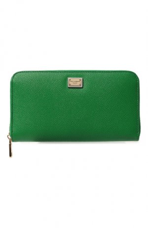 Кожаный кошелек Dolce & Gabbana. Цвет: зелёный