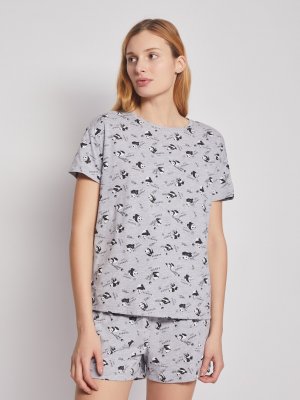 Пижамный комплект (футболка и шорты) zolla. Цвет: серый