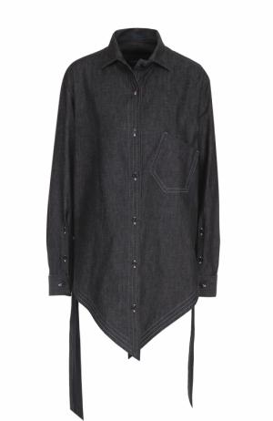 Джинсовая блуза асимметричного кроя Yohji Yamamoto. Цвет: черный