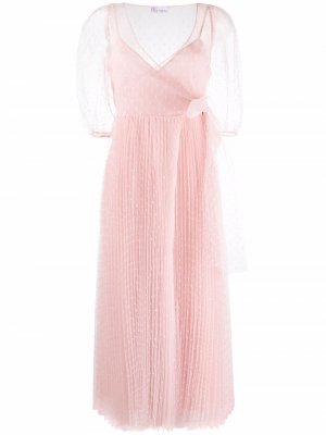 Плиссированное платье с запахом RED Valentino. Цвет: розовый