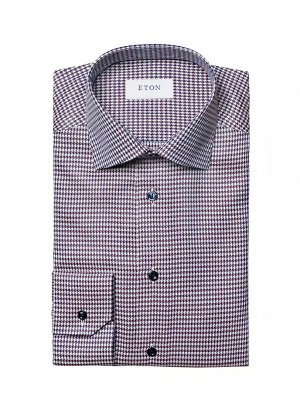 Классическая рубашка узкого кроя с узором «гусиные лапки» , красный Eton