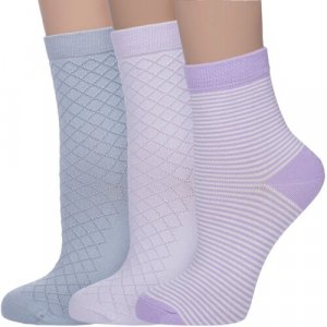 Носки , 3 пары, размер 21-23, фиолетовый, серый AKOS. Цвет: серый/фиолетовый