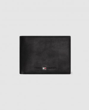 Мужской черный кожаный кошелек с портмоне, Tommy Hilfiger