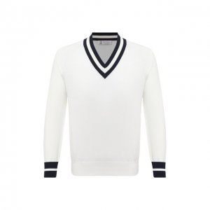 Хлопковый пуловер Brunello Cucinelli. Цвет: белый