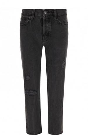 Укороченные джинсы с потертостями Current/Elliott. Цвет: серый