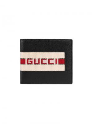 Бумажник с логотипом Gucci. Цвет: черный