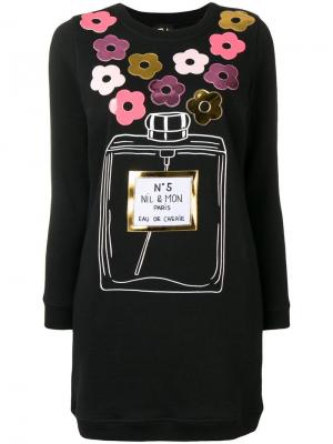 Платье-свитер с аппликацией розами Nil & Mon. Цвет: черный