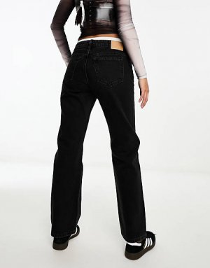 Черные прямые джинсы прямого кроя с заниженной талией Arrow Weekday