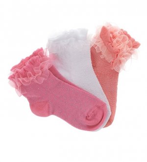 Носки, 3 пары для маленькой девочки Original Marines. Цвет: розовый
