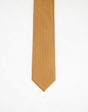 Однотонный атласный галстук горчичного цвета -Желтый Gianni Feraud