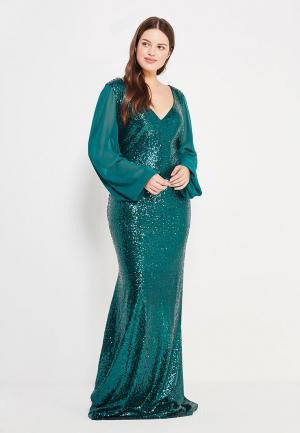 Платье Goddiva Size Plus. Цвет: зеленый