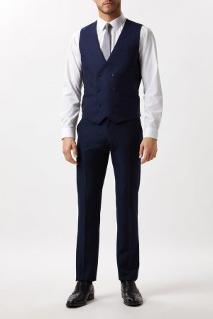 Облегающий простой синий шерстяной костюм-жилет , Burton