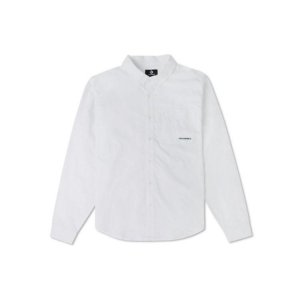 Solid Color Turn-Down Collar Single Breasted Long Sleeve Shirt Men Tops White 10024602-A02 Converse
