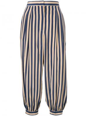 Полосатые укороченные брюки Fendi. Цвет: синий