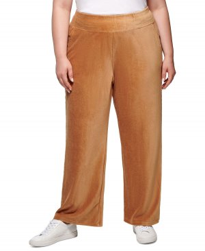 Большие размеры велюровые брюки с высокой посадкой и широкими штанинами Calvin Klein