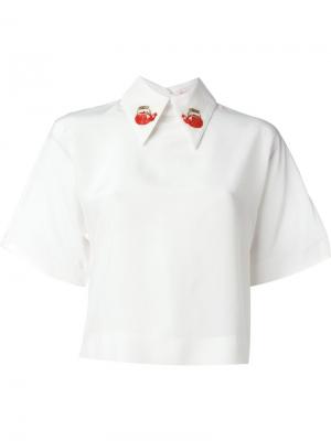 Рубашка с вышивкой чайников Olympia Le-Tan. Цвет: белый