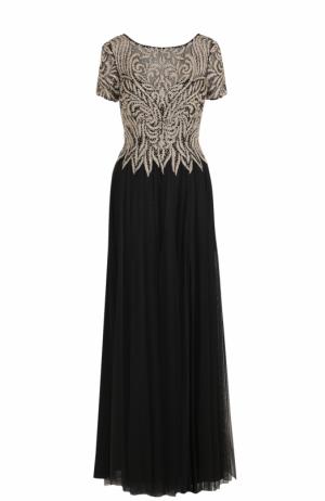 Приталенное платье-макси с декорированным лифом Basix Black Label. Цвет: черный