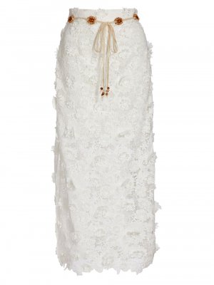 Кружевная макси-юбка Raie с цветочным принтом , слоновая кость Zimmermann
