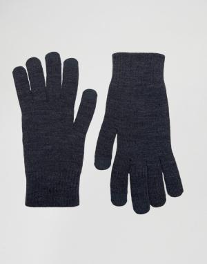 Синие перчатки для сенсорных гаджетов ASOS. Цвет: синий