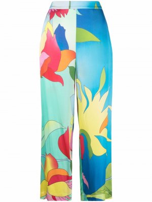 Укороченные брюки с цветочным принтом Semicouture. Цвет: синий