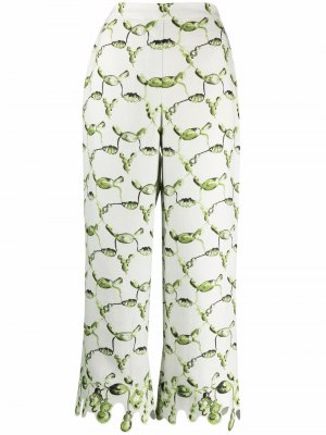 Укороченные брюки с цветочным принтом Rosie Assoulin. Цвет: зеленый