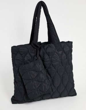 Стеганая спортивная сумка с кошельком внутри -Черный цвет ASOS 4505