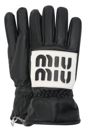 Кожаные перчатки Miu. Цвет: чёрно-белый