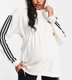 Топ кремового цвета в стиле oversized с тремя полосками adidas Training Maternity-Белый performance