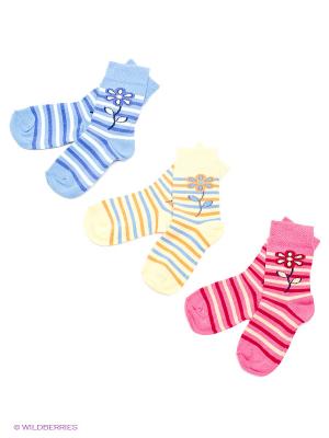 Носки детские, 3 пары БРЕСТСКИЕ. Цвет: голубой, желтый, малиновый