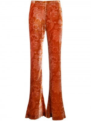 Бархатные расклешенные брюки с цветочным принтом Acne Studios. Цвет: оранжевый