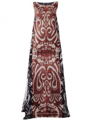 Платье без рукавов с абстрактным принтом Afroditi Hera. Цвет: коричневый