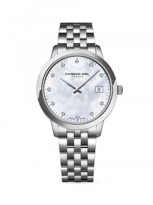 Часы-браслет Toccata из нержавеющей стали, перламутра и бриллианта 0,0429 TCW , серебряный Raymond Weil