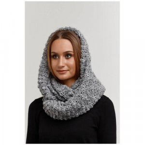 Снуд , шерсть, вязаный, 90х43 см, one size, серый AnyMalls. Цвет: серый