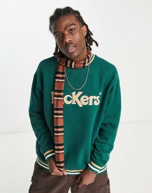 Зеленый свитер с контрастным воротником Kickers