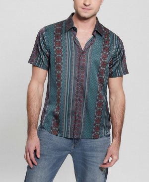 Мужская рубашка в полоску с подвеской и мозаикой GUESS
