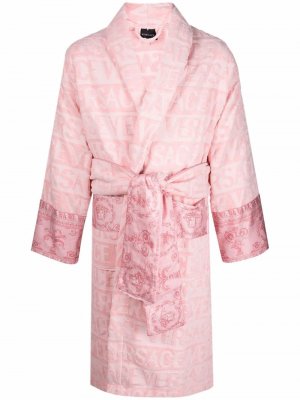 Logo-embossed cotton bath robe Versace. Цвет: розовый
