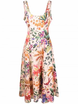 Платье миди Tropicana с цветочным принтом ZIMMERMANN. Цвет: розовый