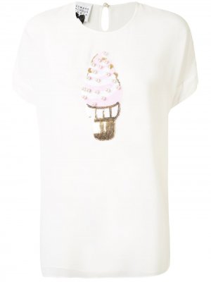 Декорированная футболка Ice Cream Edward Achour Paris. Цвет: белый